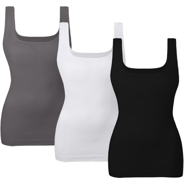 3 Pack Tummy Control Tank Top for Seamless Shaping and Support