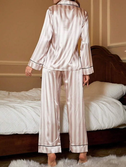 Striped Satin Pajama Set – Elegant And Comfortable Sleepwear