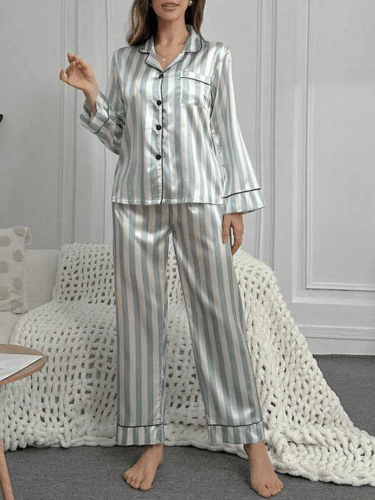Striped Satin Pajama Set – Elegant And Comfortable Sleepwear