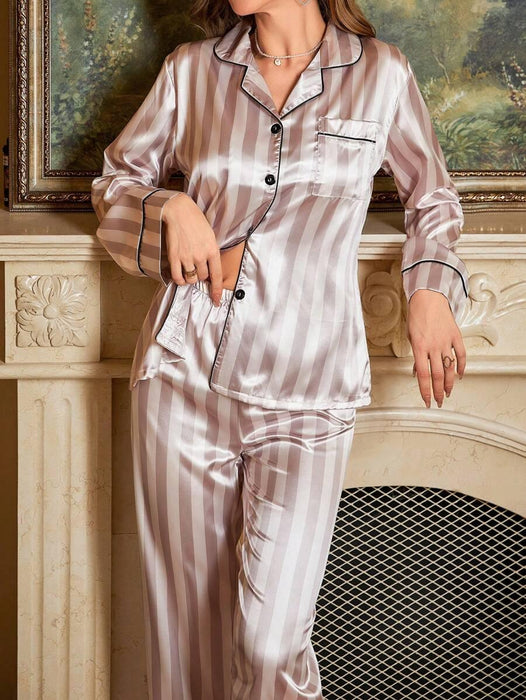 Striped Satin Pajama Set – Elegant And Comfortable Sleepwear