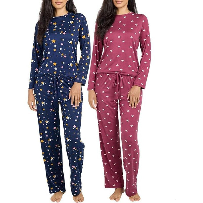 2 Pack Pajama And Long Sleeve Matching Tshirt Set - Secret Slim Wear