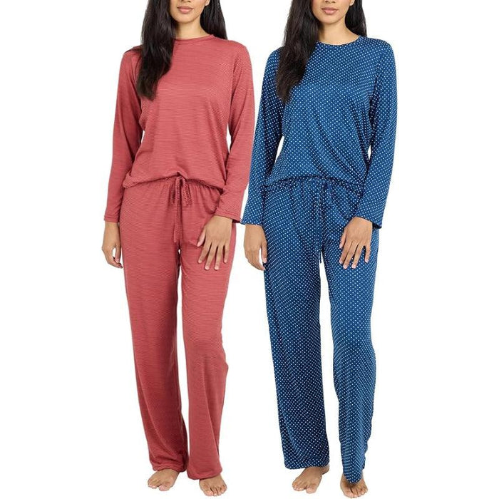 2 Pack Pajama And Long Sleeve Matching Tshirt Set - Secret Slim Wear