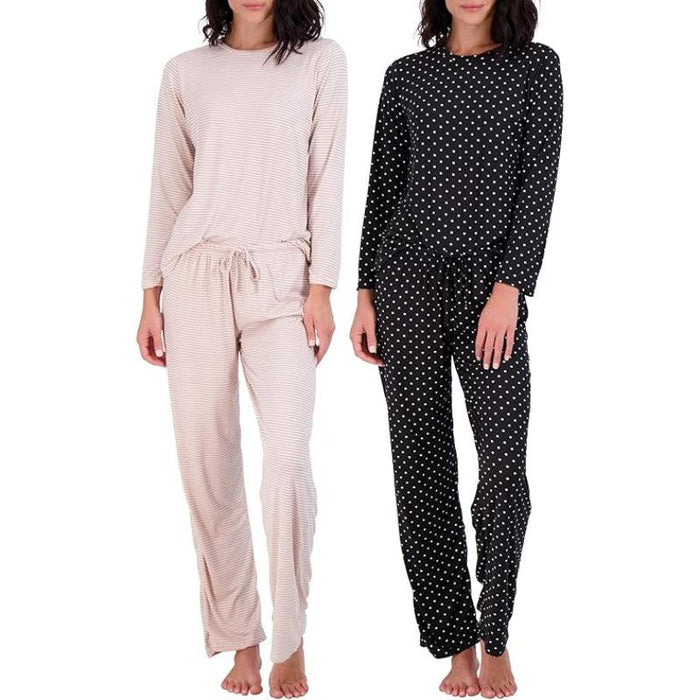 2 Pack Pajama And Long Sleeve Matching Tshirt Set - Secret Slim Wear