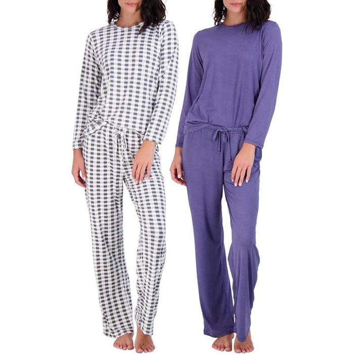 2 Pack Pajama And Long Sleeve Matching Tshirt Set - Secret Slim Wear