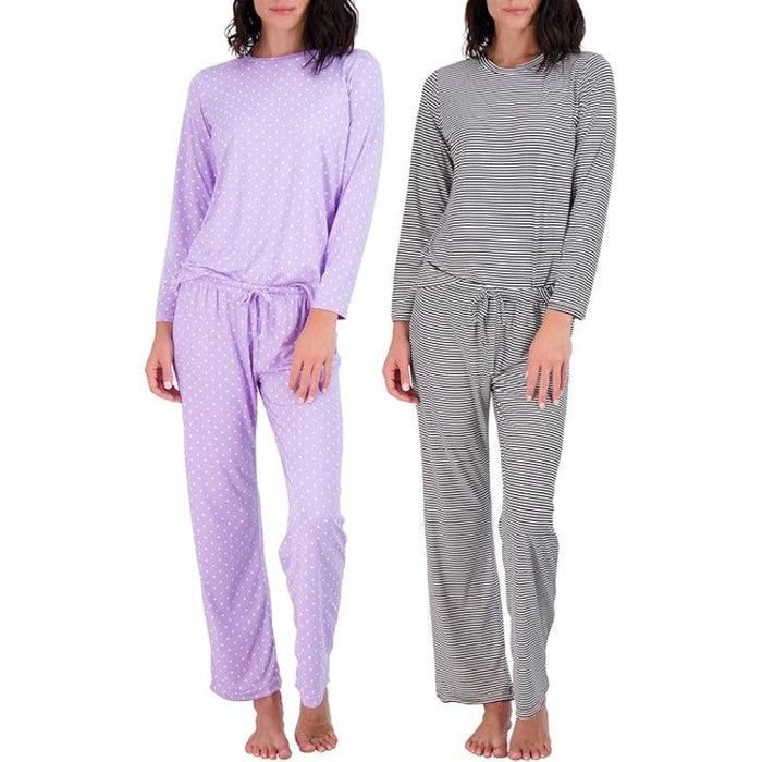 2 Pack Pajama And Long Sleeve Matching Tshirt Set - Secret Slim Wear