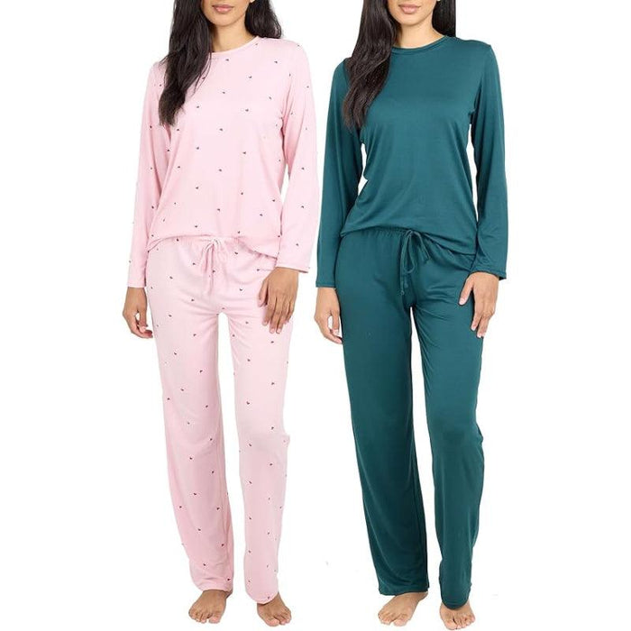 2 Pack Pajama And Long Sleeve Matching Tshirt Set - Secret Slim Wear