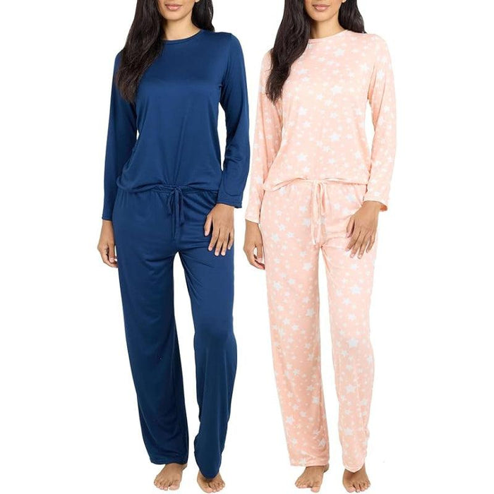 2 Pack Pajama And Long Sleeve Matching Tshirt Set - Secret Slim Wear