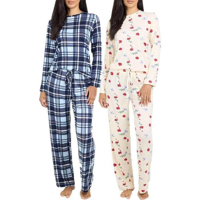 2 Pack Pajama And Long Sleeve Matching Tshirt Set - Secret Slim Wear