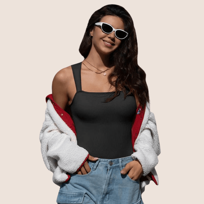Ribbed Square Neck Bodysuit – Sleek Fit for Effortless Style