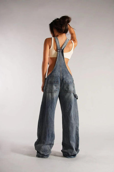 Camouflage Plunge Denim Overalls - Stylish & Durable Outdoor Wear