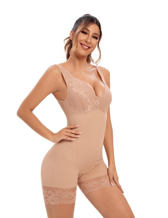V-Neck Wide Strap Bodysuit - Seamless and Sculpting Shapewear