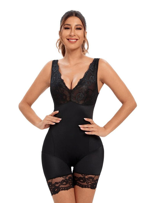 V-Neck Wide Strap Bodysuit - Seamless and Sculpting Shapewear