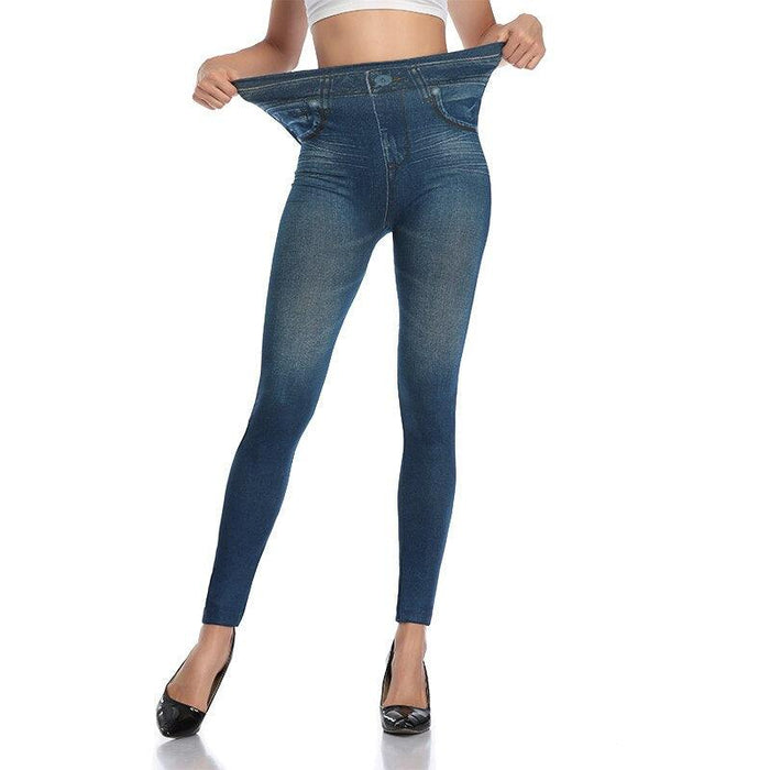 Faux Denim Jeans Leggings – Stylish High Waist Fit