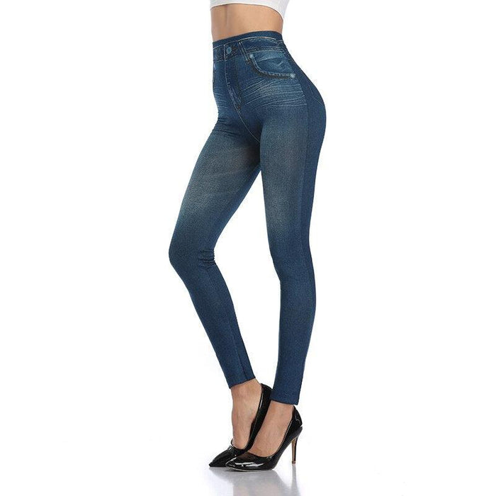 Faux Denim Jeans Leggings – Stylish High Waist Fit
