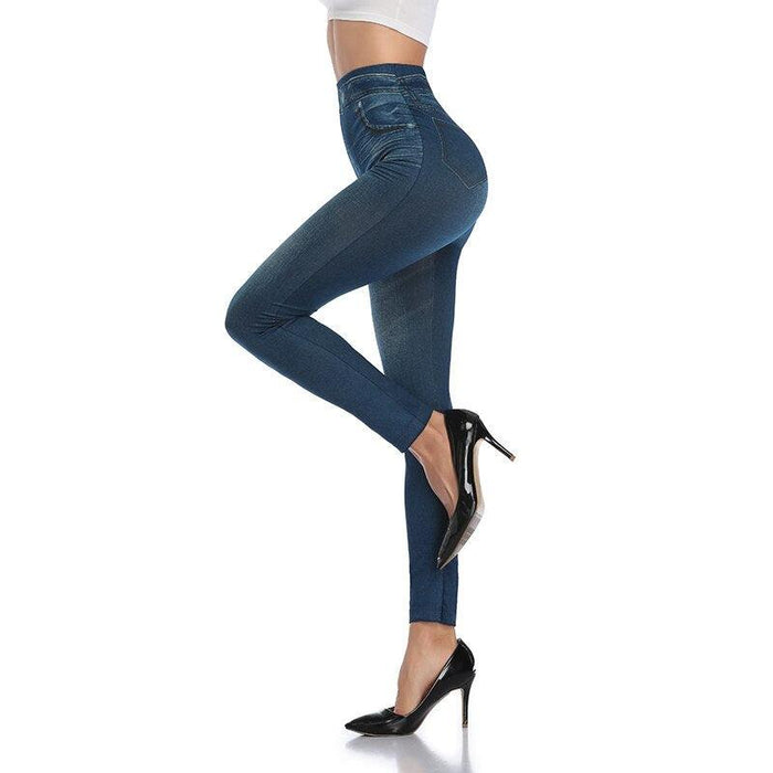 Faux Denim Jeans Leggings – Stylish High Waist Fit