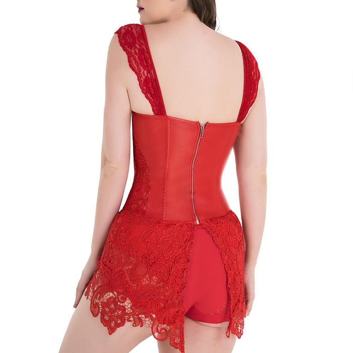 Bridal Lace Up Satin Boned Corset For Women