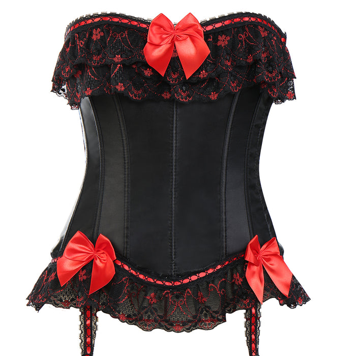 Lace Up Bowknot Suspenders Corset