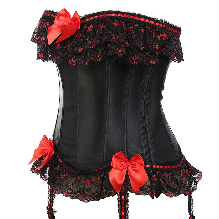 Lace Up Bowknot Suspenders Corset