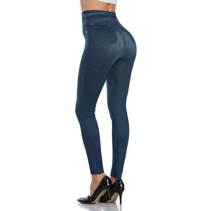 Faux Denim Jeans Leggings – Stylish High Waist Fit