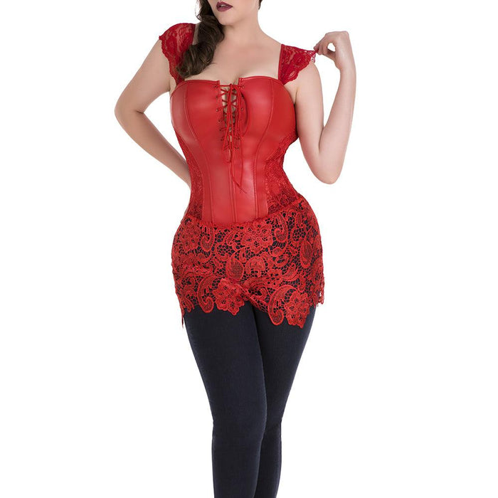 Bridal Lace Up Satin Boned Corset For Women