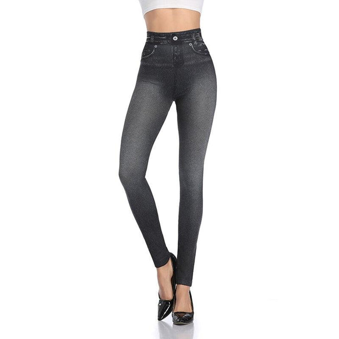 Faux Denim Jeans Leggings – Stylish High Waist Fit