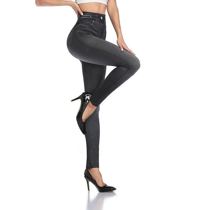 Faux Denim Jeans Leggings – Stylish High Waist Fit