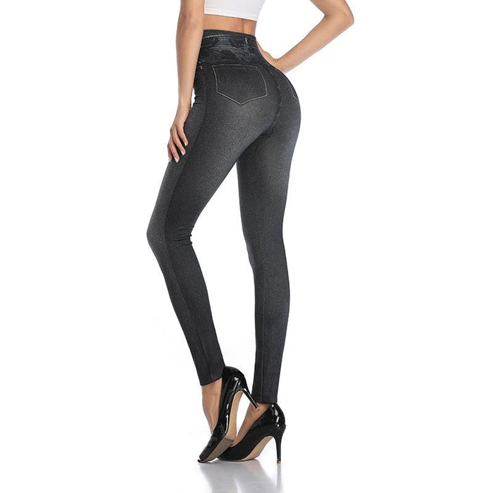 Faux Denim Jeans Leggings – Stylish High Waist Fit