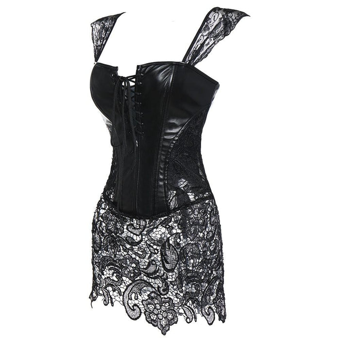 Lace Up Front Punk Faux Leather Corset