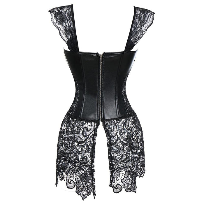 Lace Up Front Punk Faux Leather Corset