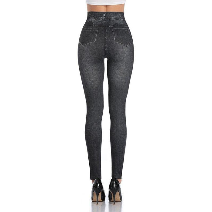 Faux Denim Jeans Leggings – Stylish High Waist Fit