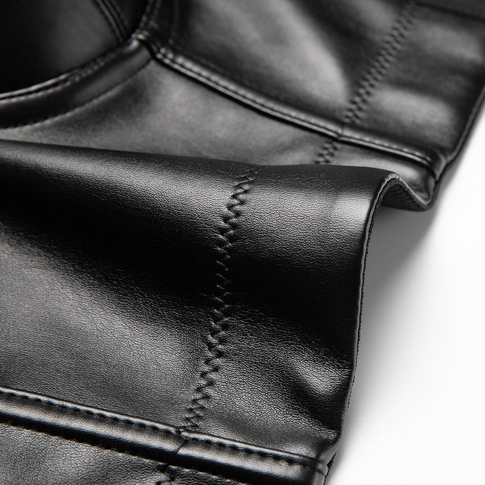 Women's Corset Black PU Leather Crop Top