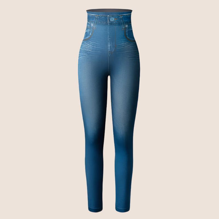 Faux Denim Jeans Leggings – Stylish High Waist Fit