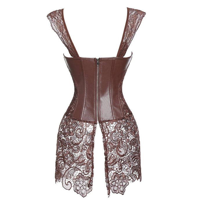 Lace Up Front Punk Faux Leather Corset