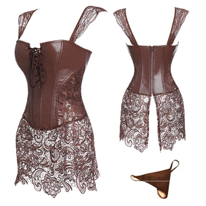 Bridal Lace Up Satin Boned Corset For Women
