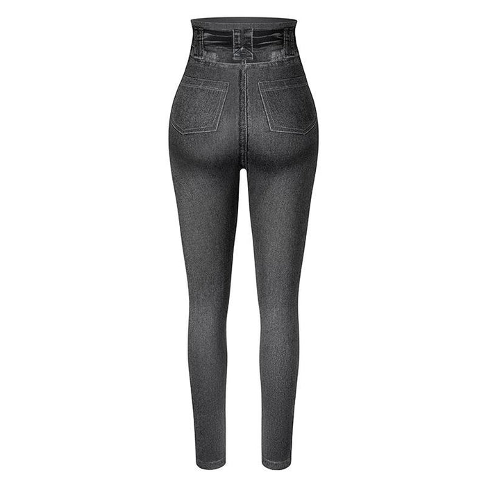 Faux Denim Jeans Leggings – Stylish High Waist Fit