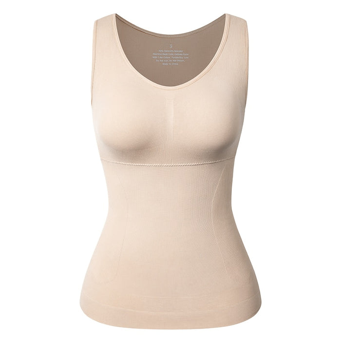Camisole Sleeveless Wide Strap Top With Built-In Padded Bra — Secret Slim  Wear