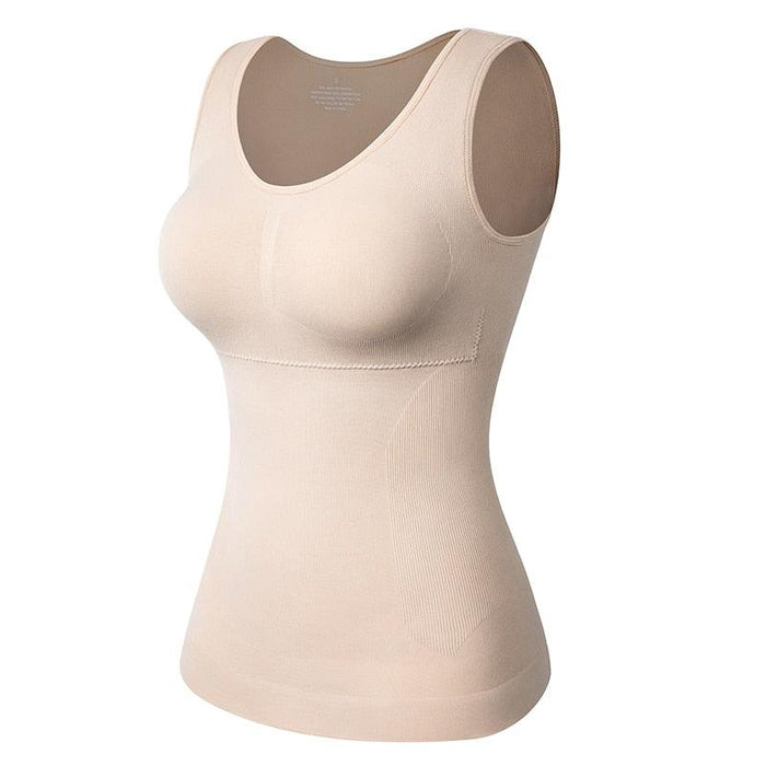 Camisole Sleeveless Wide Strap Top With Built-In Padded Bra