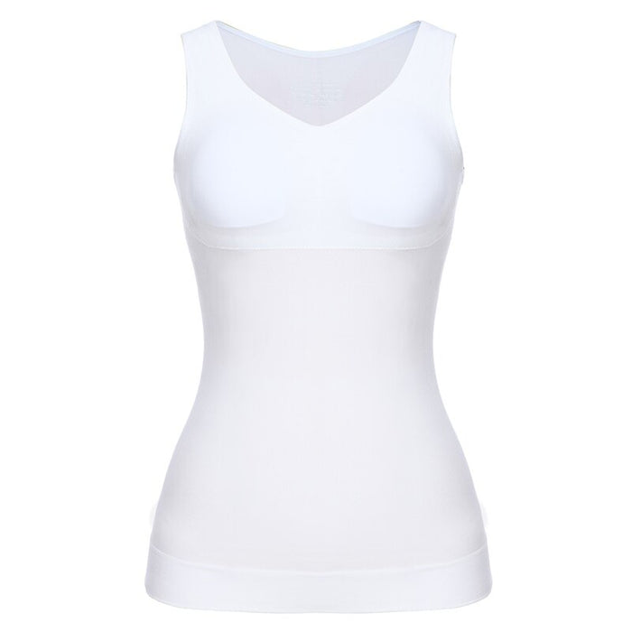 Bebiullo Women V-Neck Padded Bra Camisole Strappy Plain Vest Bralette Cami  Top White M 