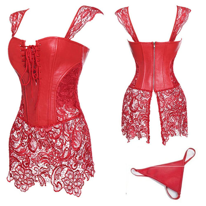 Bridal Lace Up Satin Boned Corset For Women