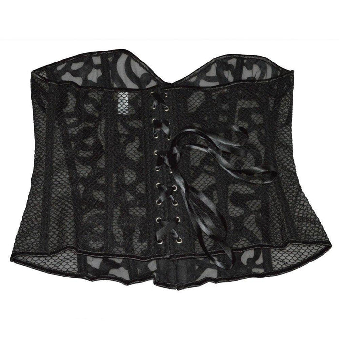 Women Steampunk Black Mesh Waist Corset