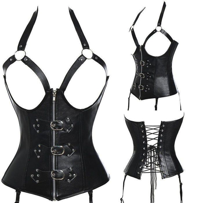 Steel Boned Zip Up Corset – Waist Control and Body Shaping