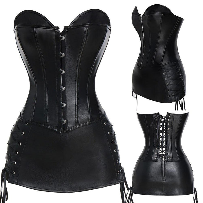 Steel Boned Zip Up Corset – Waist Control and Body Shaping