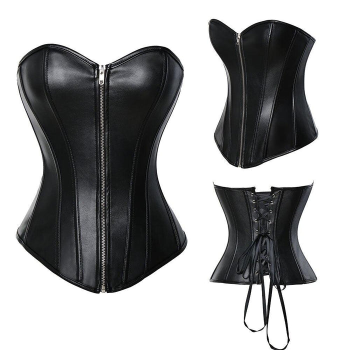 Steel Boned Zip Up Corset – Waist Control and Body Shaping