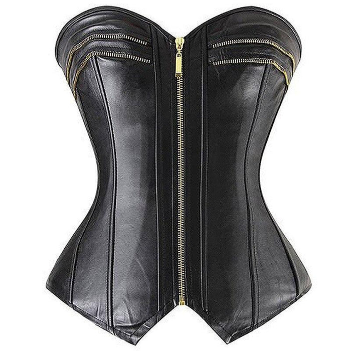 Steel Boned Zip Up Corset – Waist Control and Body Shaping