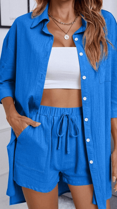 Button-Up Shirt Shorts Set – Perfect Blend of Style and Ease