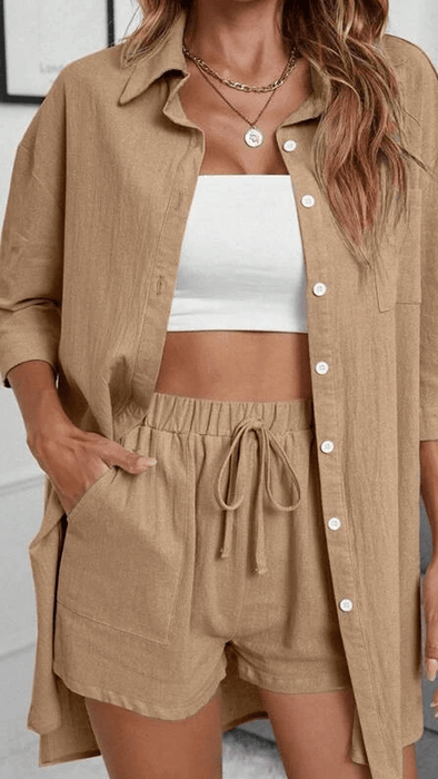 Button-Up Shirt Shorts Set – Perfect Blend of Style and Ease