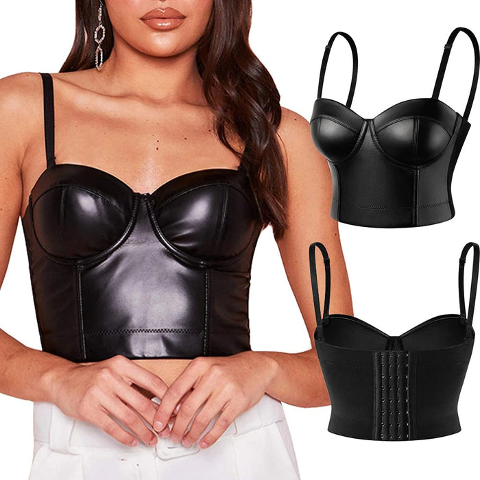 PU Leather Vintage Corset Top For Women