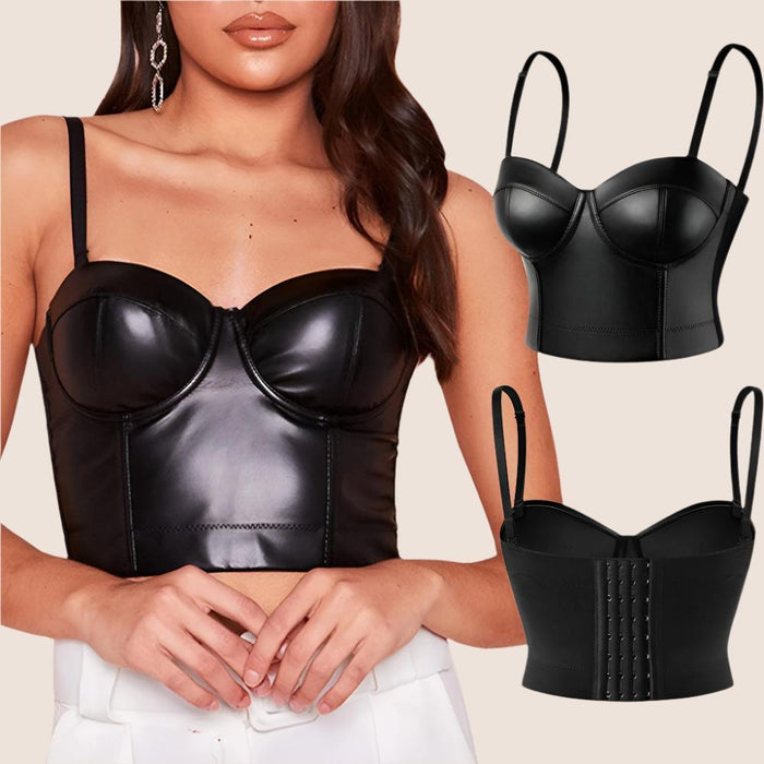 PU Leather Vintage Corset Top For Women