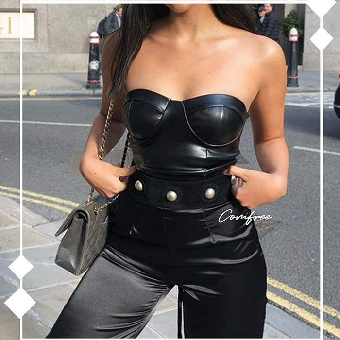 PU Leather Vintage Corset Top For Women