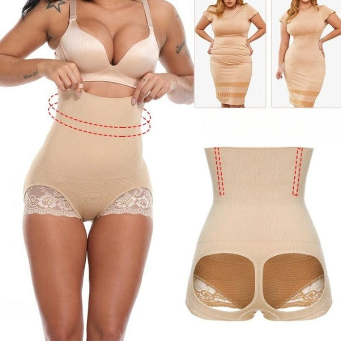 Women Lace Trim Hollow Cut Shapewear